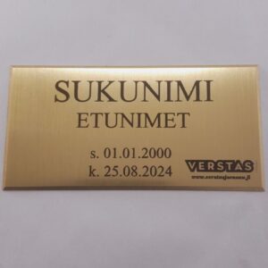 messinkilaatta hautakiveen